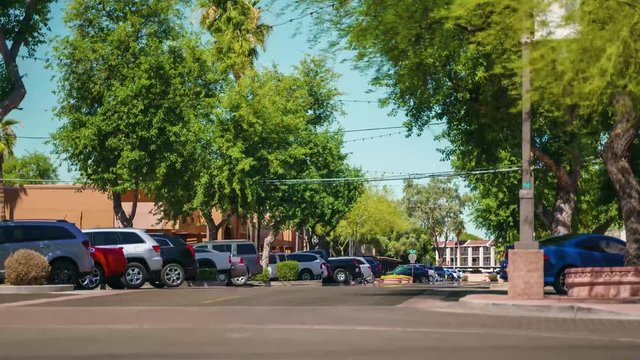Time Lapse from Downtown Scottsdale of cars driving and parking.