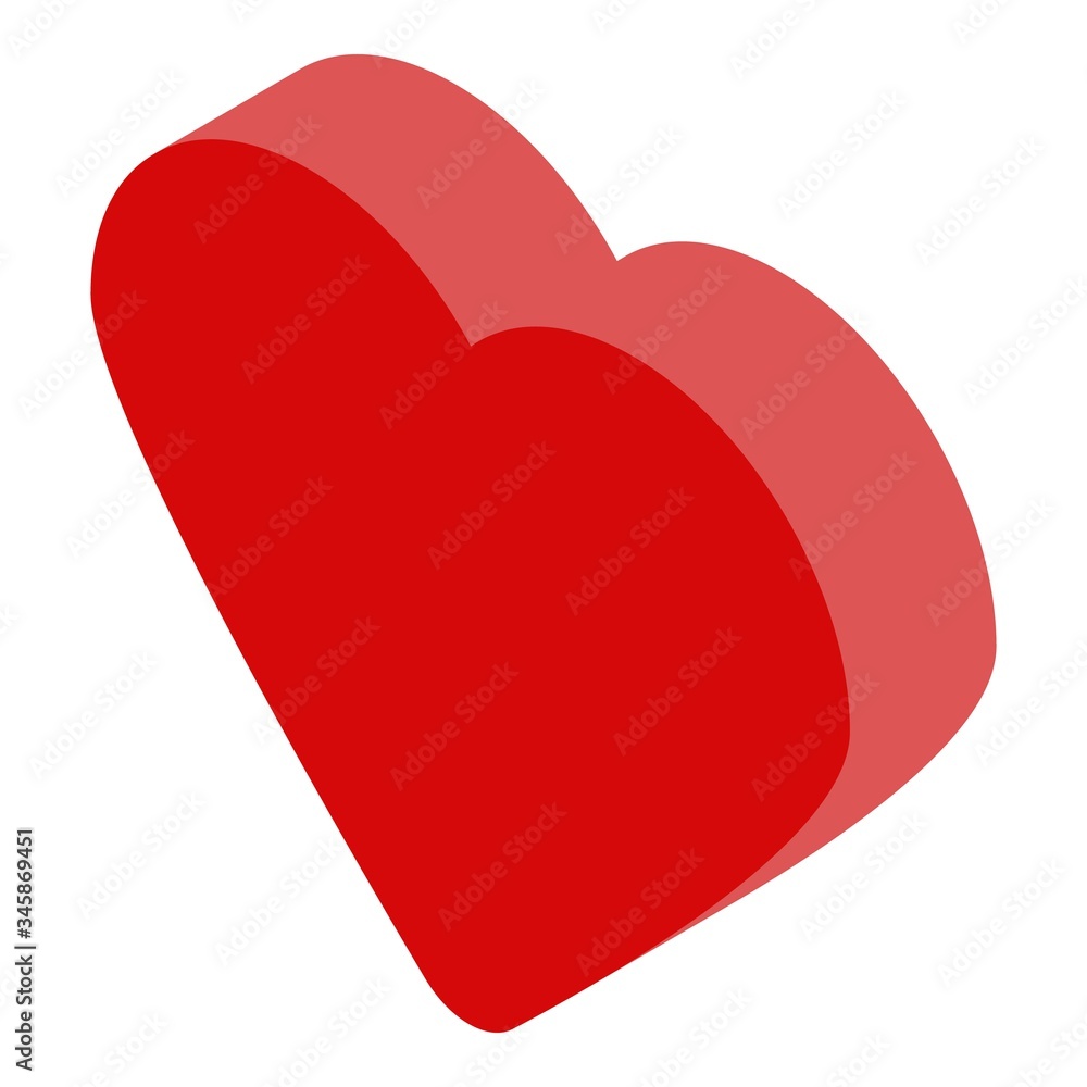 Poster red heart icon. isometric of red heart vector icon for web design isolated on white background