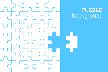 White details of puzzle on Blue background. Flat Style