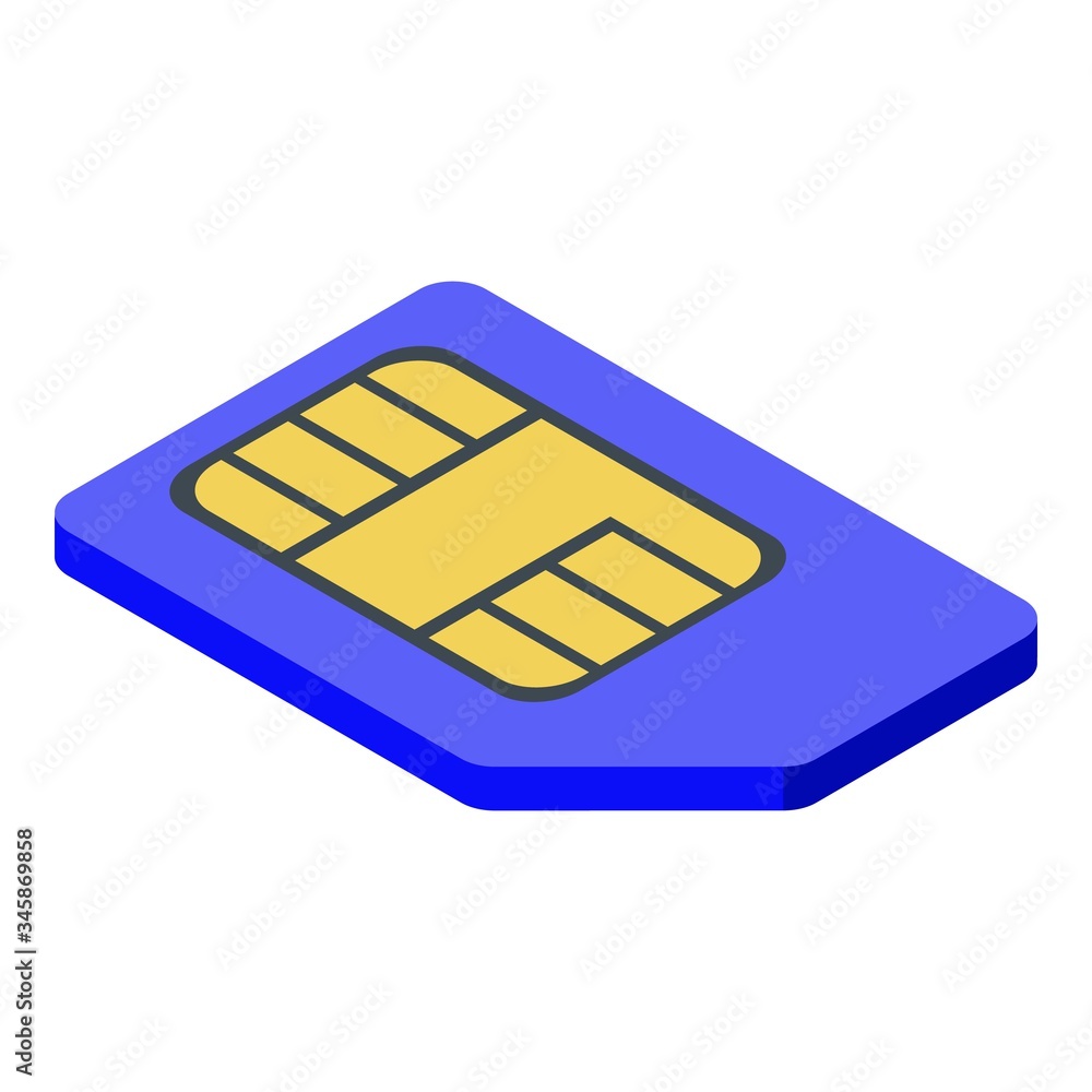 Poster gsm sim card icon. isometric of gsm sim card vector icon for web design isolated on white background