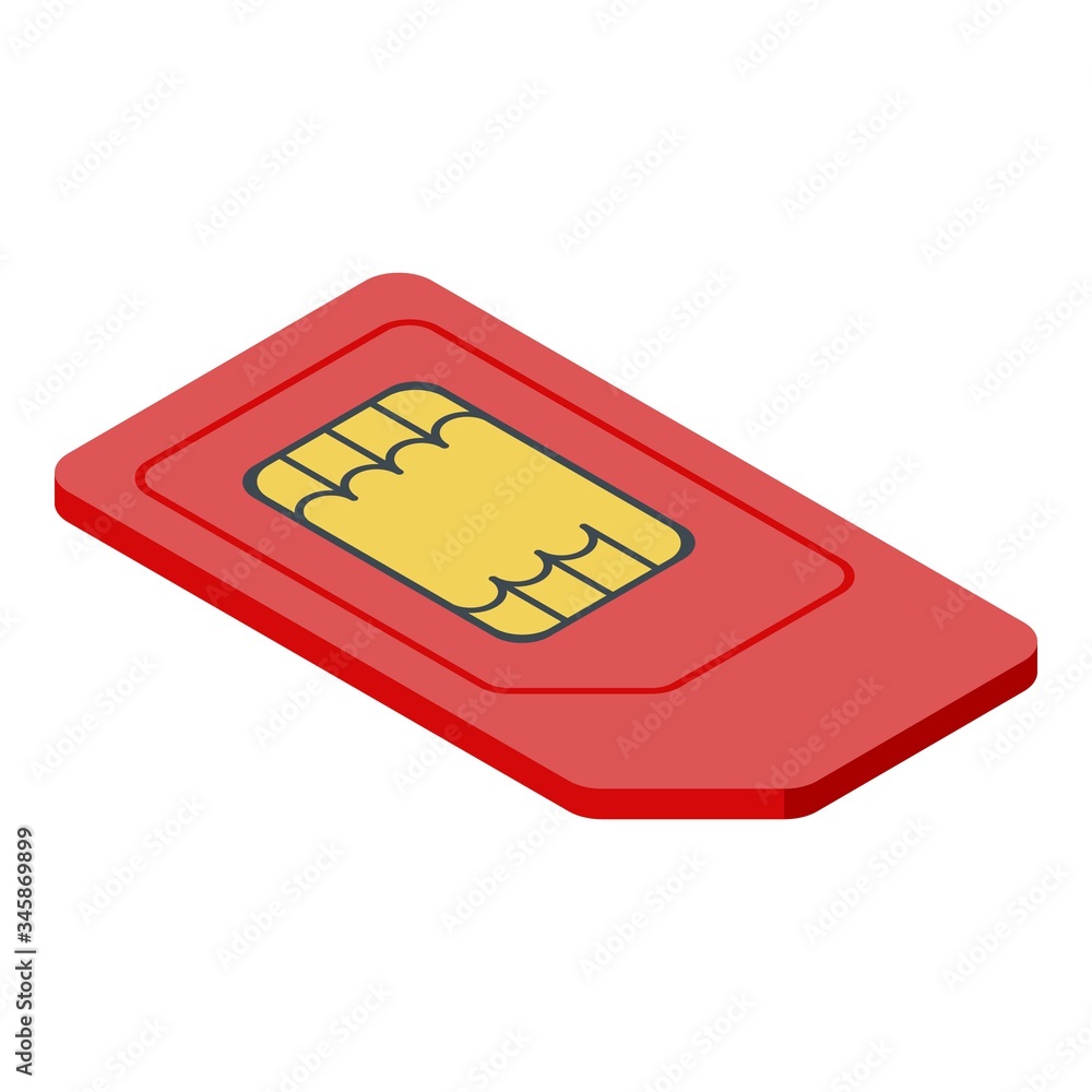 Poster modern sim card icon. isometric of modern sim card vector icon for web design isolated on white back