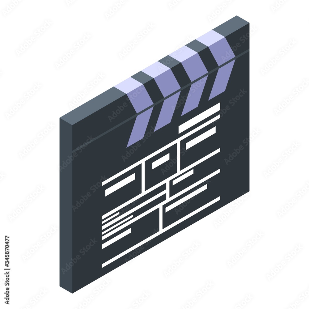 Poster video clapper icon. isometric of video clapper vector icon for web design isolated on white backgrou