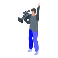 Cameraman icon. Isometric of cameraman vector icon for web design isolated on white background
