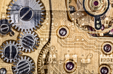 background with yellow and grey abstract clockwork