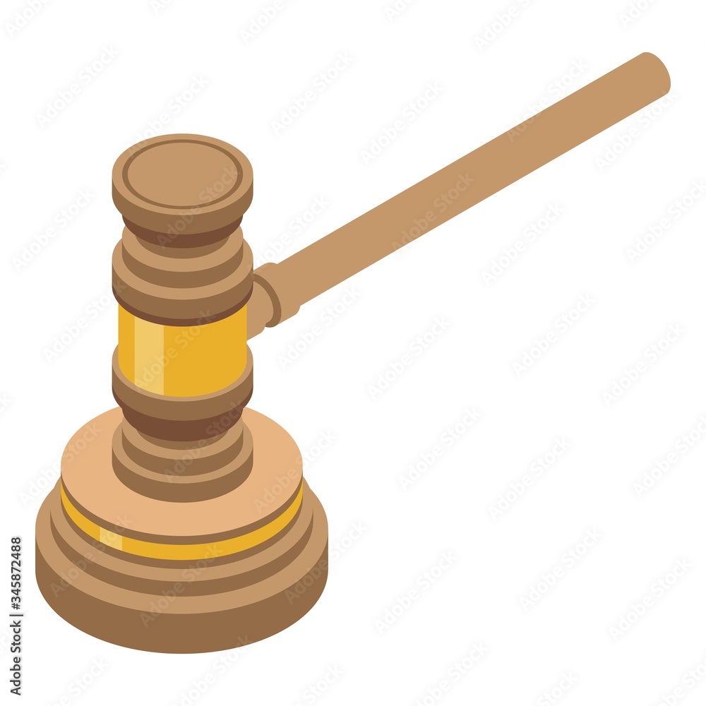 Poster gold judge gavel icon. isometric of gold judge gavel vector icon for web design isolated on white ba