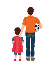 dear father with soccer balloon and son