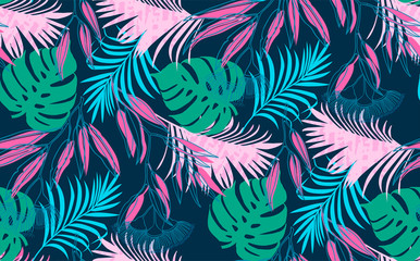seamless pattern Exotic tropical flowers artwork for fabrics, souvenirs, packaging, greeting cards and scrapbooking