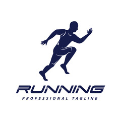 Running sprint jogging minimalist athletics logo design template vector