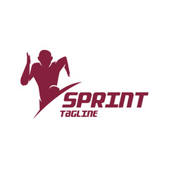 Running sprint jogging minimalist athletics logo design template vector