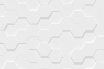 Hexagonal white abstract background - 3d abstract hexagons rendering.