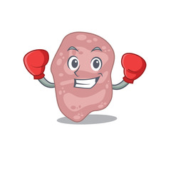 A sporty boxing athlete mascot design of verrucomicrobia with red boxing gloves