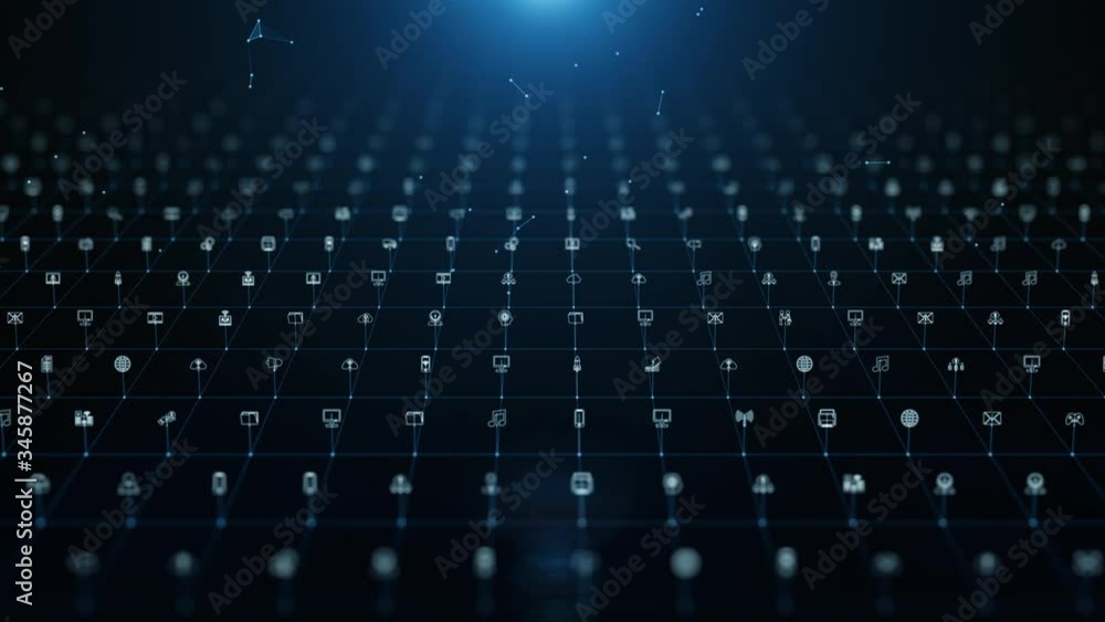 Poster digital data network connections with icon of global communication. high-speed connection data analy