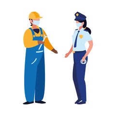 professional couple wearing face mask