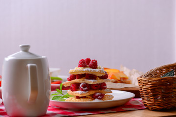 Italian cuisine. Different traditional Italian dishes and desserts on table.