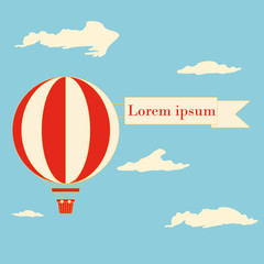 vector illustration flying balloon in the blue sky