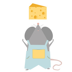 vector illustration cute mouse and cheese