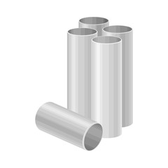 Circular Cut Metal Profiles and Pipes Standing Vertically Vector Illustration