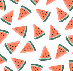 Vector illustration. Vintage illustration. Slices of watermelon.  Watermelon pattern. Wrapping paper or fabric.