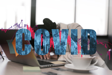 World financial economic and virus pandemic effect concept.