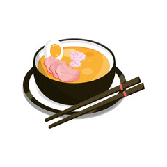japanese ramen soup with chopsticks and dish food flat style icon