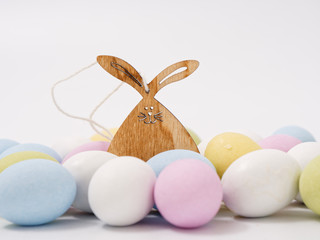 gift set of easter colored eggs on a white background