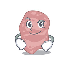 A mascot design of verrucomicrobia having confident gesture