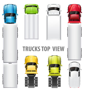 Trucks top view. Illustration
