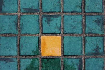 blue and yellow tiles