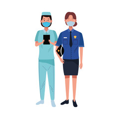 female workers using face masks for covid19