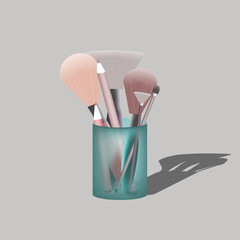 
illustration, makeup brush and blush, beauty decor, poster