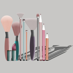 
illustration, makeup brush and blush, beauty decor, poster