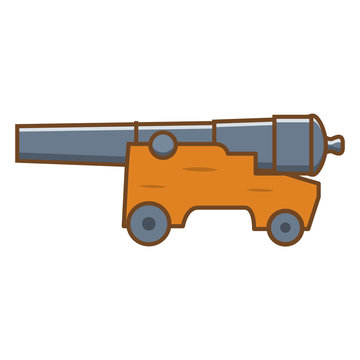 recommend clip art: Medieval cannon. Artillery ancient weapon. Flat line art vector.