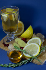 still life, glass of tea and lemon