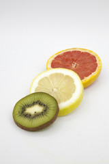 Fototapeta na wymiar lemon, grapefruit and kiwi