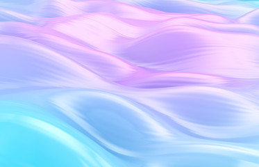 Abstract geometric glossy background, iridescent texture, faceted gem, wave, liquid. 3d render. 