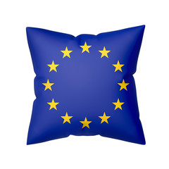 Pillow with the flag of Europe, isolated on white background
