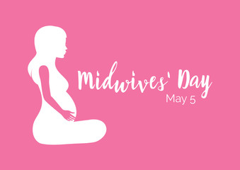 International Midwives' Day vector. Pregnant woman kneeling icon. Silhouette of pregnant woman vector. Abstract pregnant woman icon. Midwives Day Poster, May 5. Important day