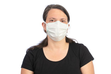 woman with mask on white background
