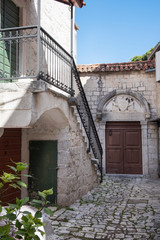 Fototapeta na wymiar Streets in Trogir, port and historical city on the Adriatic sea coast in the Split-Dalmatia region, Croatia, Europe.