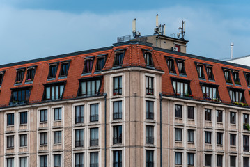 Fototapeta na wymiar Exterior Facade of Residential Building in Berlin Mitte, Germany.