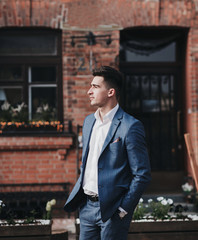 handsome ambitious man in a suit. business concept