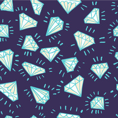 Pattern with crystals. Calligraphy. Color vector illustration. Can be used for wrapping paper, wallpaper, fabric, gift wrap, backgrounds.