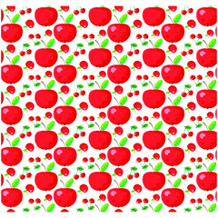 Seamless Apple and cherry pattern, apples and Cherries vector illustration,
food pattern