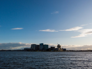Building skyline view of Wentworth Point, Sydney from across the Parramatta River.