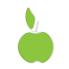 Green apple on white background icon or logo, vector illustration