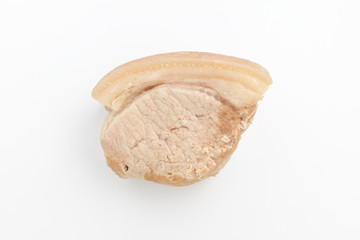Boiled pork on white background