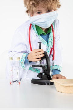 young doctor works in his laboratory, does tests on COVID-19
