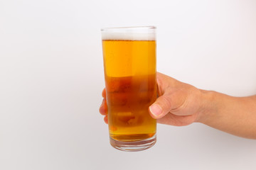 Beer in glass with background