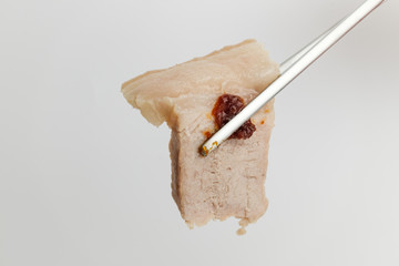 Boiled pork on white background