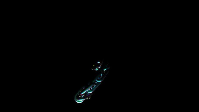 A large anodized chain on a black background looks like a stylish decoration. Seamless loop.